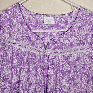 Purple & White Short Sleeve Floral Nightgown By Fundamentals S Cotton/Polyester